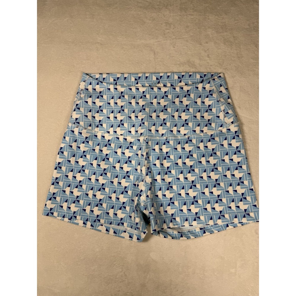 TAVI Sculpt Hot Short Blue Geometric Print Activewear Shorts XL Yoga Pilates